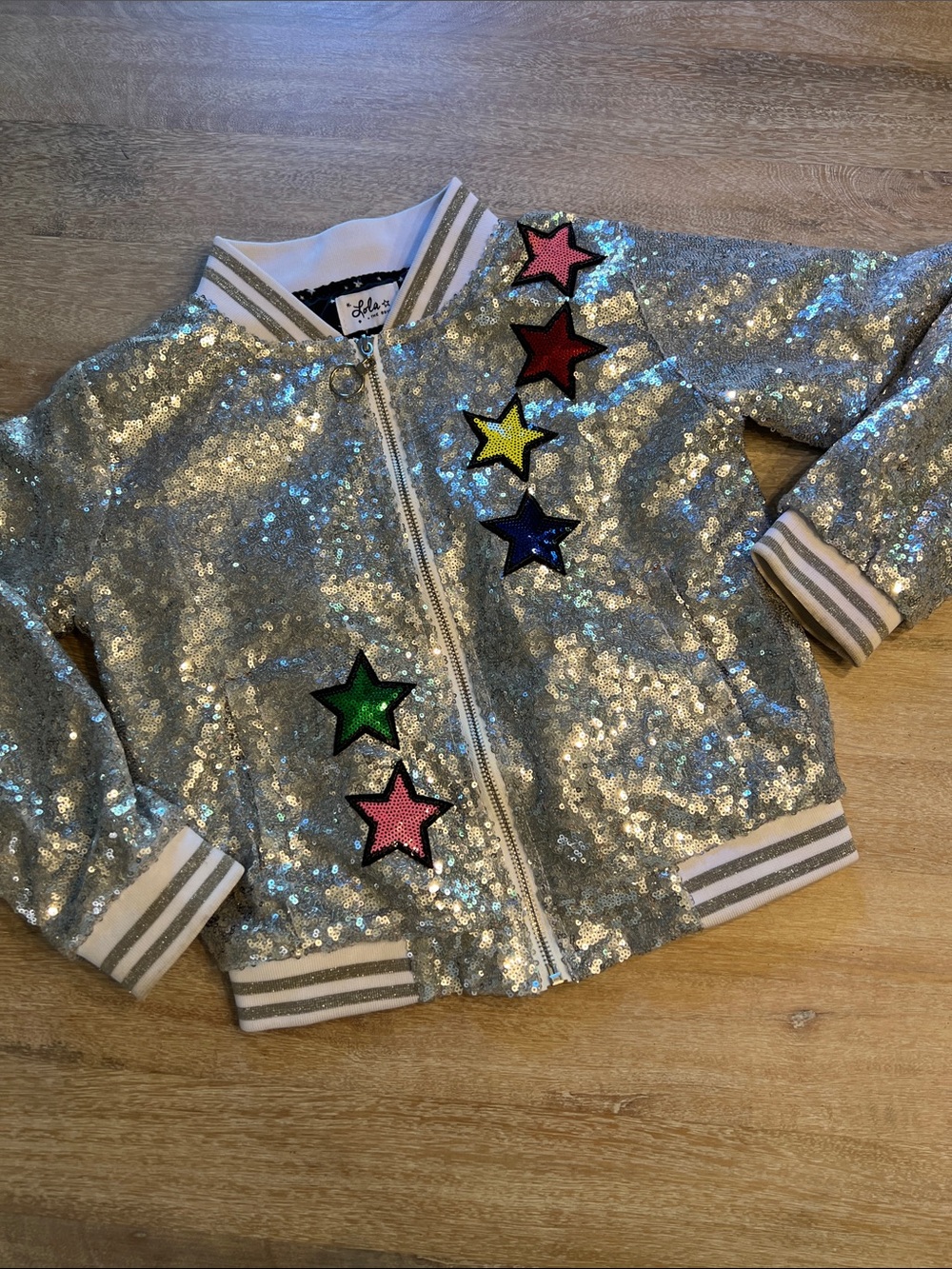 Lola and the boys girls size 10 sequin unicorn bomber jacket VGUC